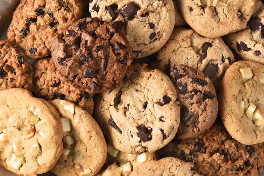A batch of different kinds of chocolate chip cookies